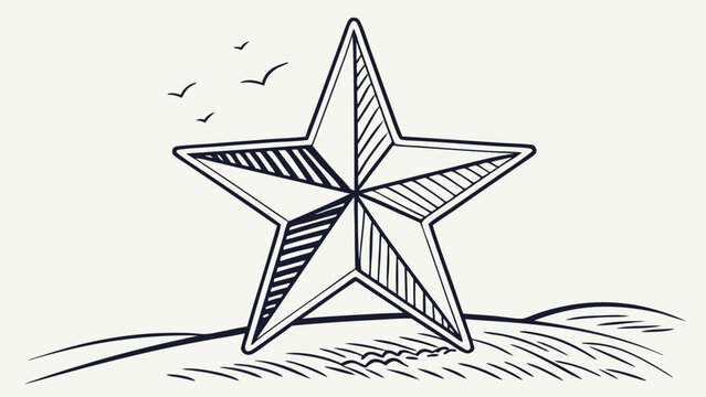 Vector art of hand drawn texas lone star on grass