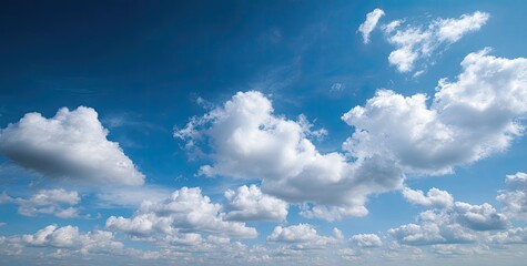 Fluffy white cumulus clouds scattered across a vibrant blue sky (1)