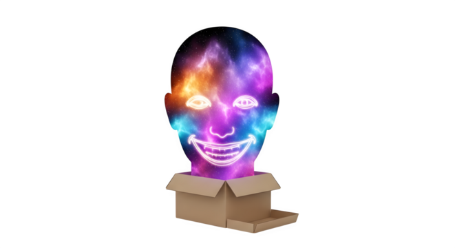 Cosmic Clown Head in a Box.