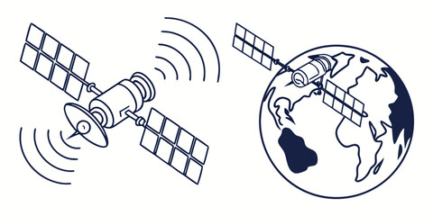 Vector art of satellite orbiting the earth