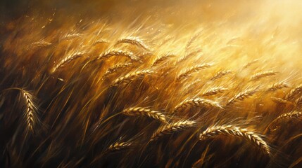 A serene field of golden wheat swaying gently under soft sunlight, capturing the beauty of nature's bounty.