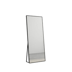  A Simple Black Framed Mirror Stands Tall Against [Transparent Background PNG]