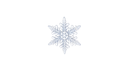 Detailed Macro Shot of a Single Intricate Snowflake on a White Background.
