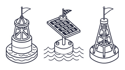 Vector art of three different types of buoys © shahin9