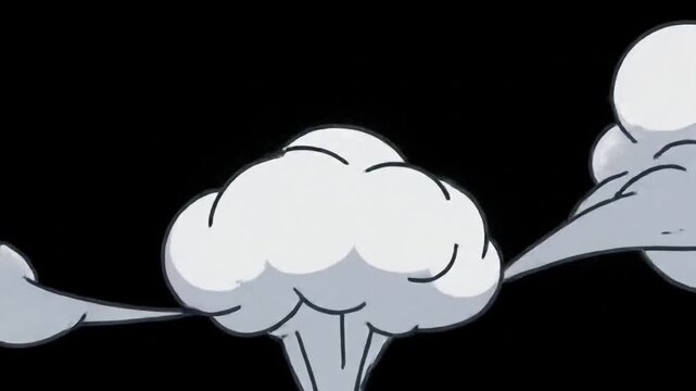 Cartoon style explosion cloud bursting with animated force on black background in vector comic layout. Entertainment concept
