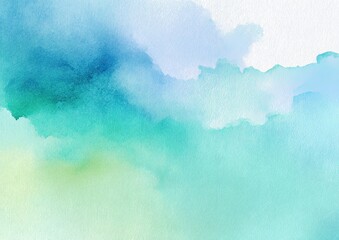 Abstract watercolor wash of soft, blended blues and greens