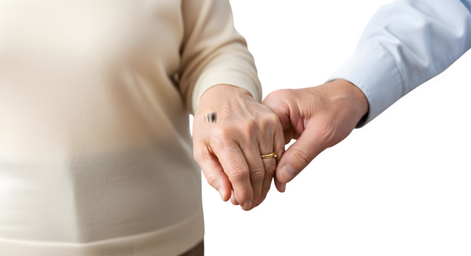 Elderly Couple Holding Hands A Symbol of Lasting Love.