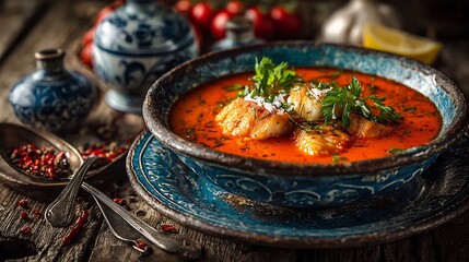 Delicious fish soup recipe food