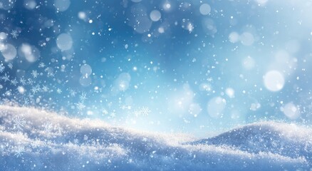 Fototapeta premium Winter landscape with falling snow and soft light