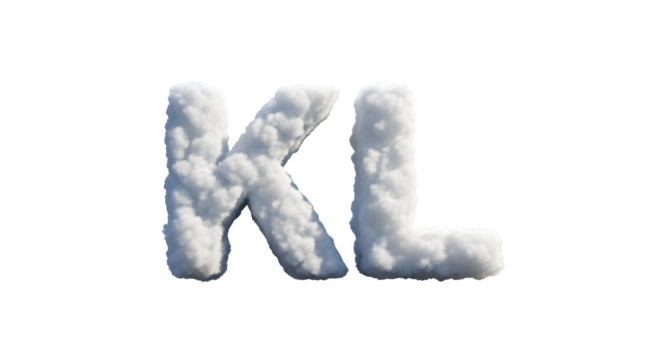 Fluffy White KL Letters on White Background. - Powered by Adobe
