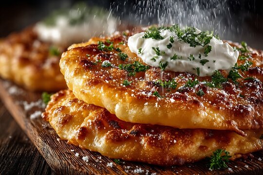 Delicious langos food recipe