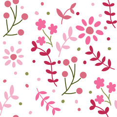 Seamless Floral Pattern with Colorful Flowers and Leaves – Decorative Nature Background Transparent