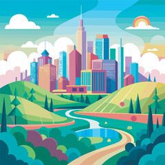 Modern Cityscape in a Green Landscape