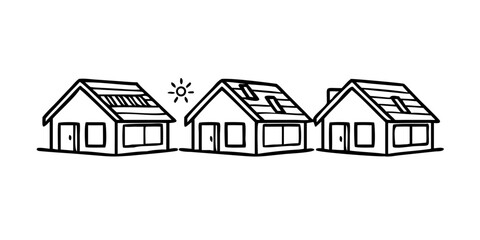Vector art of solar panel installation on house roof concept
