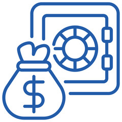 Savings Outline Blue Icon