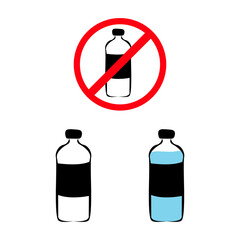 Plastics water bottle no use icon sign symbol design vector