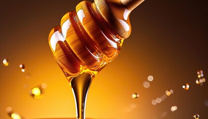 Pouring honey with a drizzling effect and glowing texture. Generated with AI
