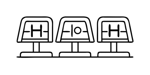 Vector art of three helicopter landing pads are in a row