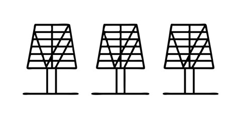Vector art of three solar panel icons in outline style