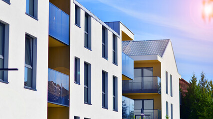 Modern elements in contemporary  architecture. Architectural details of a modern apartment building.