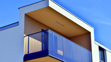 Modern elements in contemporary  architecture. Architectural details of a modern apartment building.