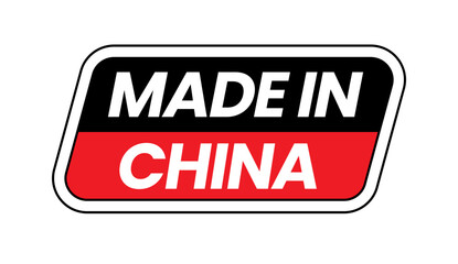 Made in China Seal with Patriotic Colors. China Pride Badge with Bold Typography
