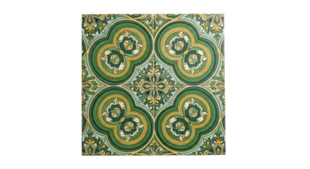 Intricate Green and Gold Ornate Tile Pattern.