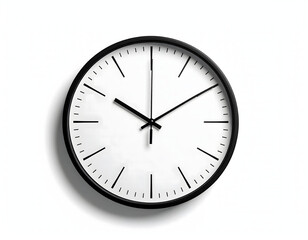 Minimalist Round Wall Clock with White Face and Slim Black Frame, Scandinavian-Inspired Design