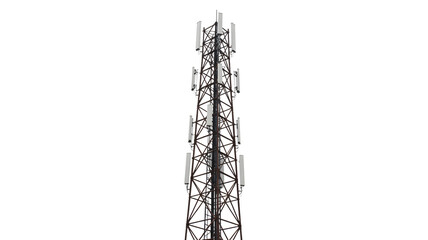 Telecommunication tower cell antenna communication mast wireless network transmission technology infrastructure 5g on transparent background