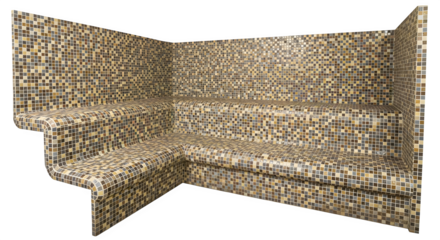 Modern Corner Steam Shower with Mosaic Tile.