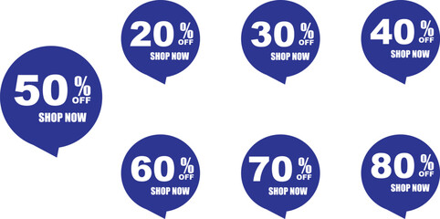 Blue Discount Labels Collection 20% to 80%  off  discount label 