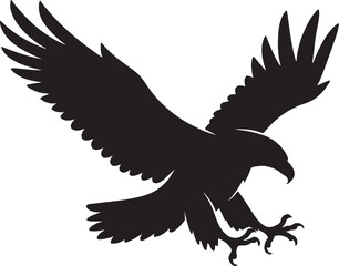 Majestic eagle silhouette soaring against white background, freedom concept