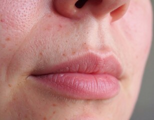 Fototapeta premium Close-up of a person's face, focusing on the nose and lips