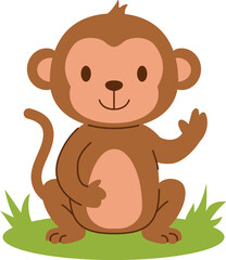 Obraz premium Cute Monkey Flat Design Style Illustration