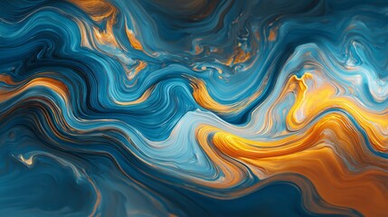 Fototapeta premium The intertwining dance of fluidity a cosmic ballet of gold and blue creating abstract liquid art 100