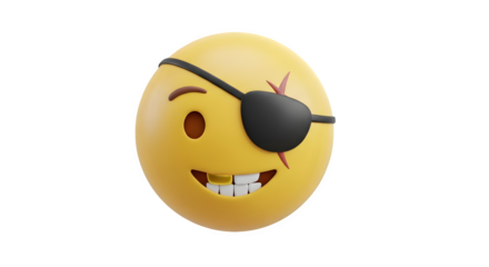 Pirate Emoji with Eye Patch and Missing Tooth.