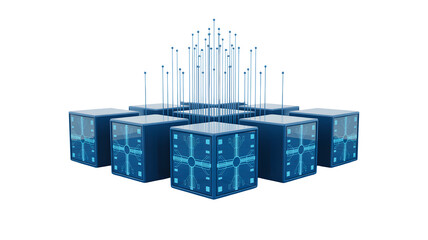 Quantum computing network technology server data center system ai artificial intelligence cloud infrastructure on transparent background