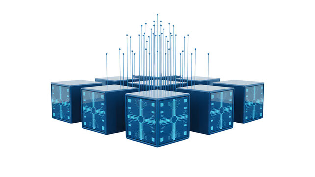 Quantum computing network technology server data center system ai artificial intelligence cloud infrastructure on transparent background - Powered by Adobe