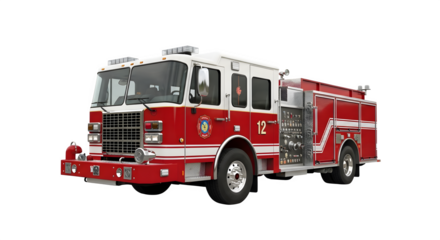 Red and White Fire Engine Ready for Action.