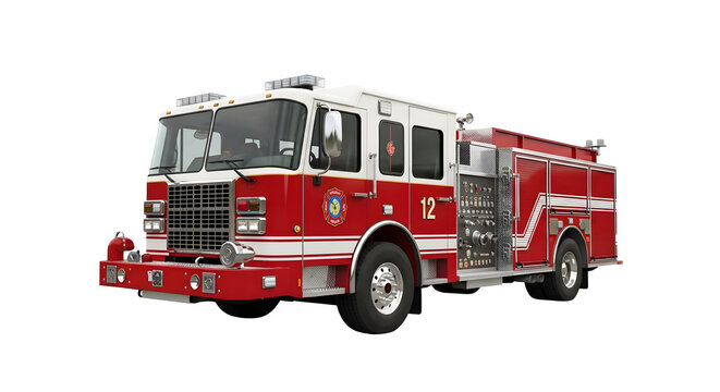 Red and White Fire Engine Ready for Action.