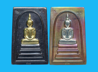 metal amulet coins worshipped by famous monks in thailand