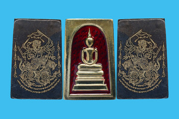 metal amulet coins worshipped by famous monks in thailand