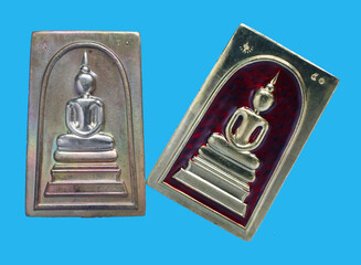 metal amulet coins worshipped by famous monks in thailand