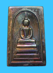metal amulet coins worshipped by famous monks in thailand