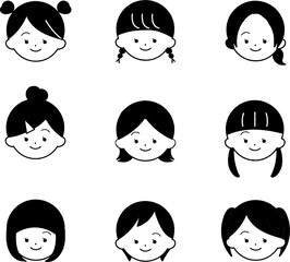 色々な女の子　モノクロ