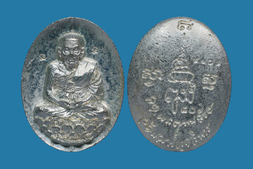 metal amulet coins worshipped by famous monks in thailand