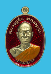 Amulets of famous monks and teachers at Wat Ban Rai, Thailand
