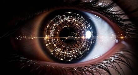 Close-up eye with digital overlay