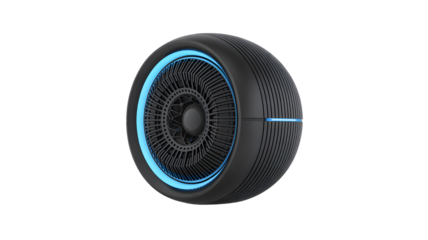 Futuristic spherical tire design technology innovation mobility concept transportation vehicle wheel automotive future on transparent background