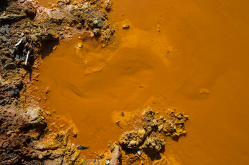 Polluted watercourse in Piscinas, Ingurtosu. CI, Arbus, Sardinia, Italy